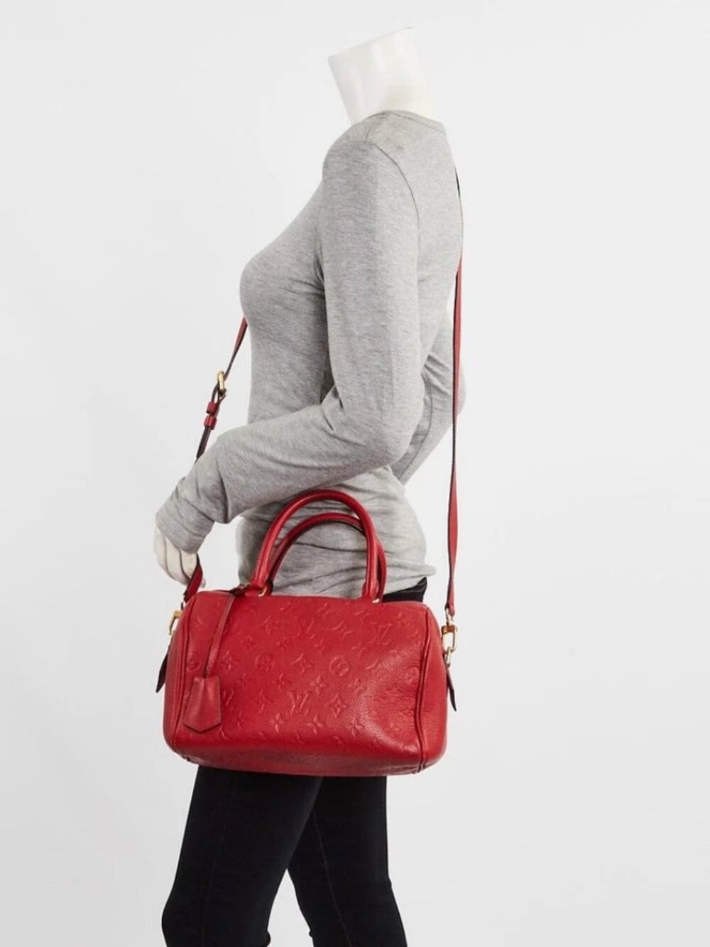 Louis Vuitton Cerise Monogram Empreinte Leather Speedy Bandouliere 25 NM Bag